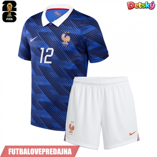 Lacne Dětský Futbalové dres Francúzsko Randal Kolo Muani #12 MS 2026 Krátky Rukáv - Domáci (+ trenírky)